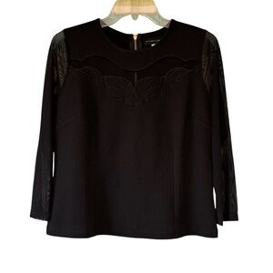 Styled by Joe Zee Sheer Black Long Sleeve Blouse Sz 6